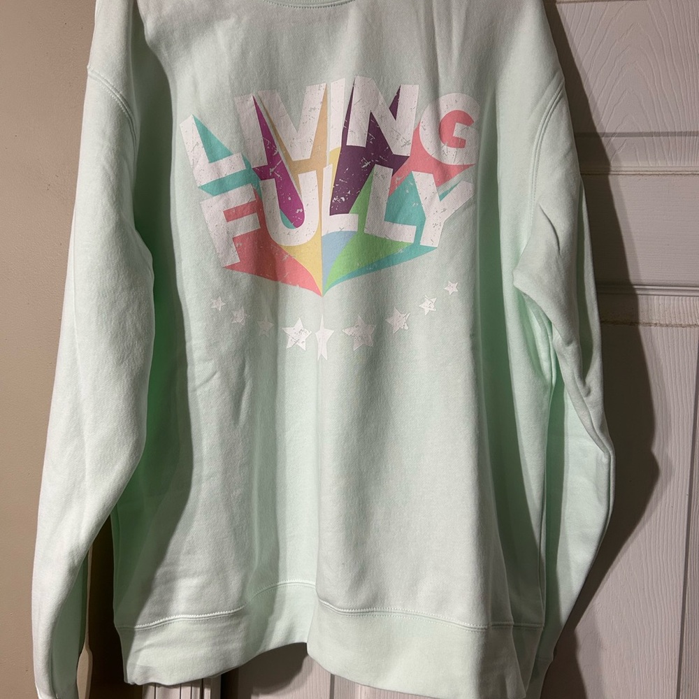 Living Fully Mint Green Women's Crew Neck Sweater